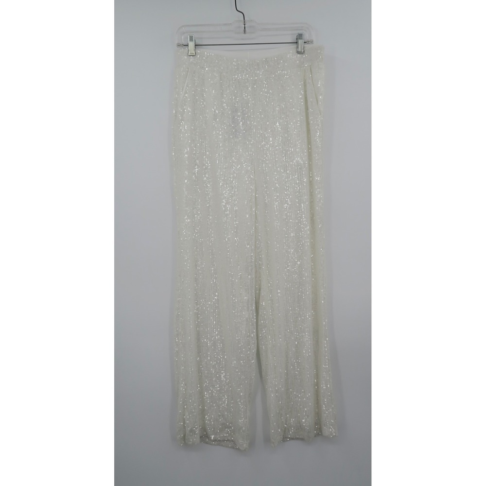 Able & Gauge Ivory Sequin Wide Leg‎ Pants Women's Medium NWT Bridal Party